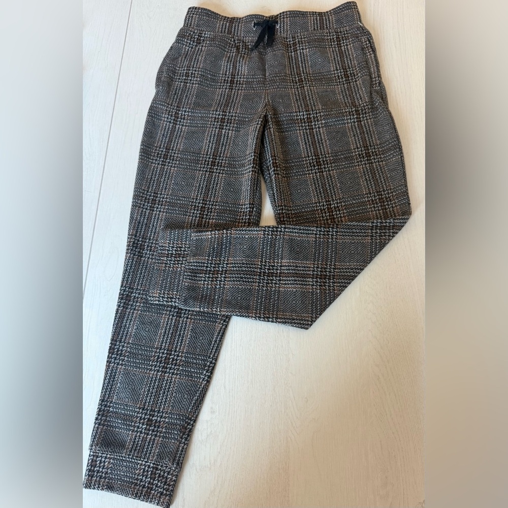 Girls Janie & Jack Gray, Brown, White Plaid Pants Leggings Size 7